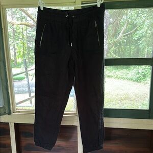 Athleta Black Linen Jogger with Elastic Waistband